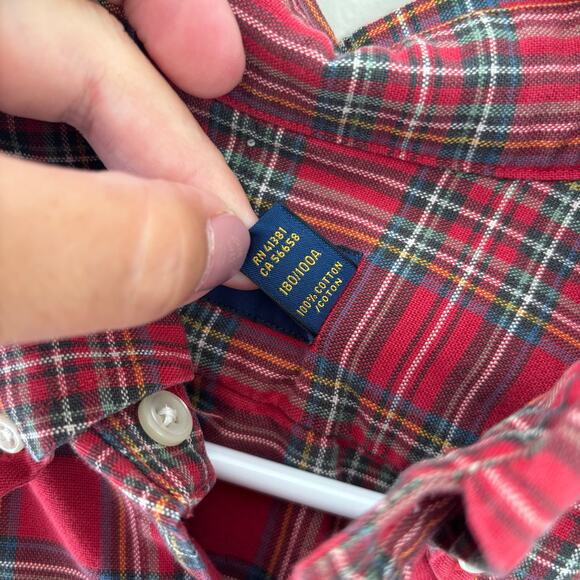 Ralph Lauren Men's Cotton Red Plaid Button Down Holiday Christmas Shirt Size L - Picture 7 of 8